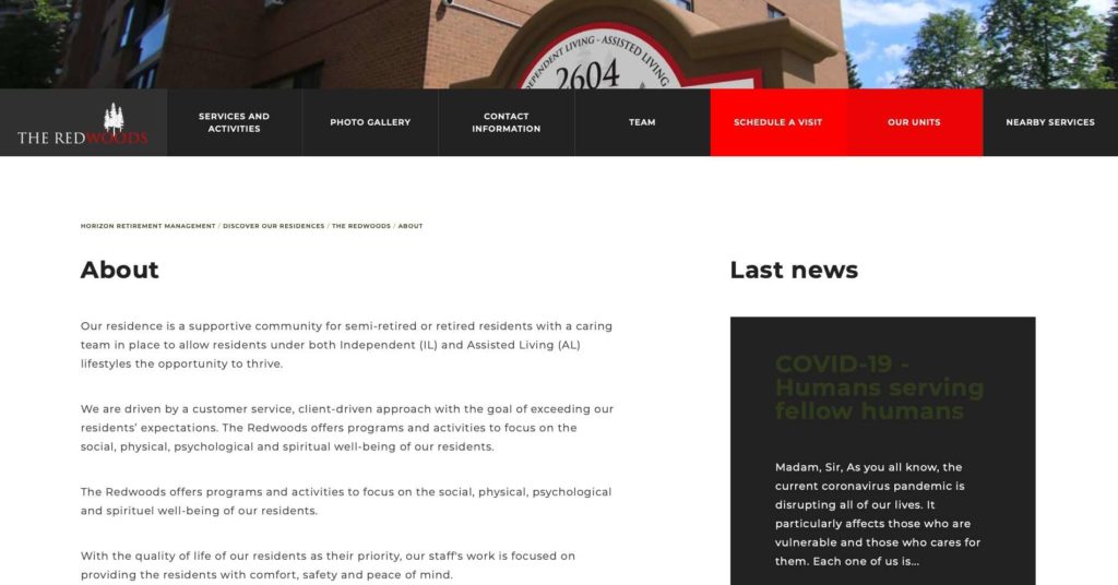 The Redwoods Retirement Residence's Homepage