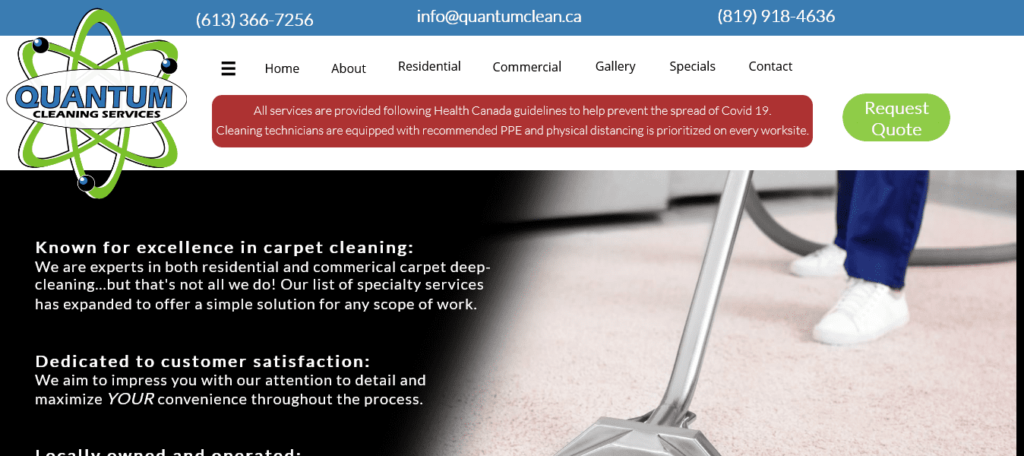 Quantum Cleaning Services' Homepage