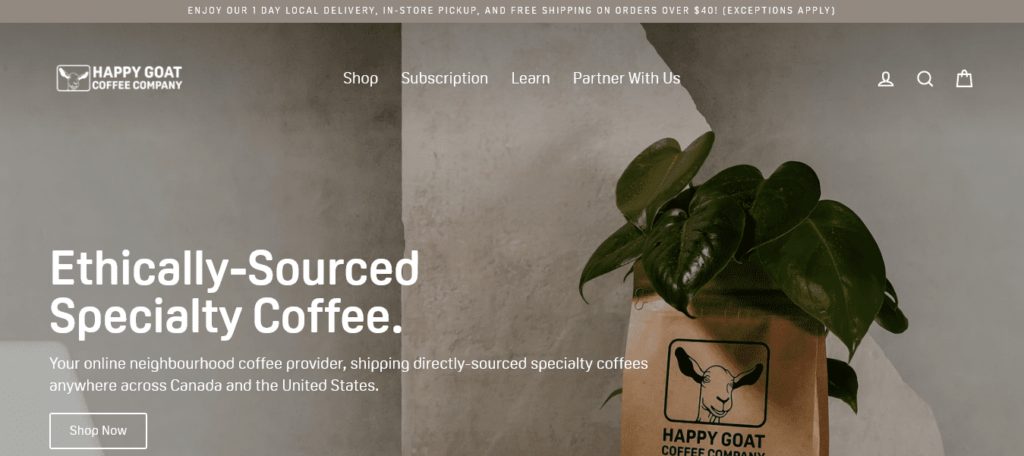 Happy Goat Coffee Company's Homepage