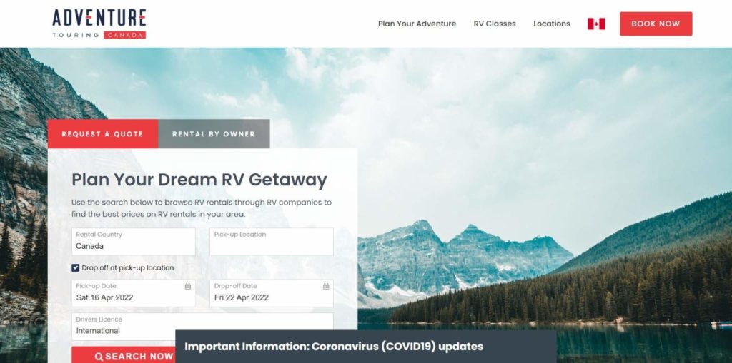 Adventure Touring's homepage