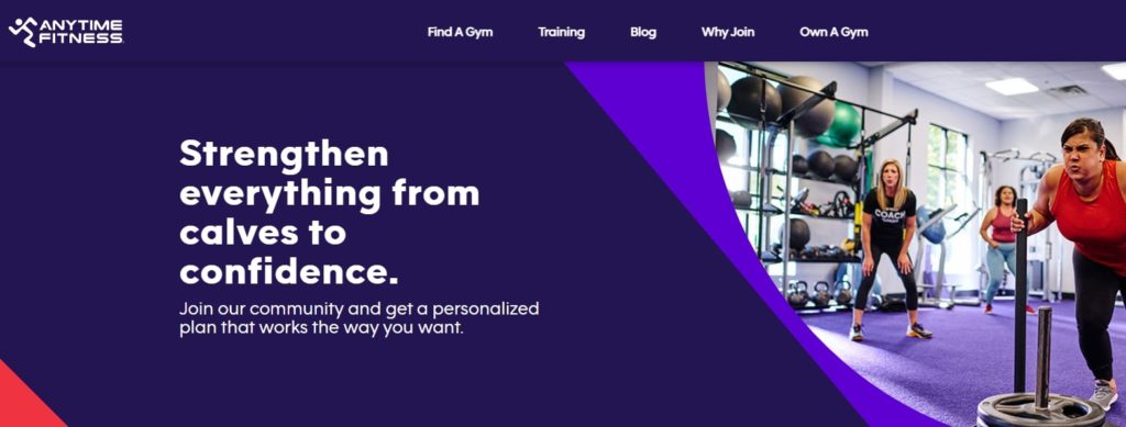 Anytime Fitness's homepage