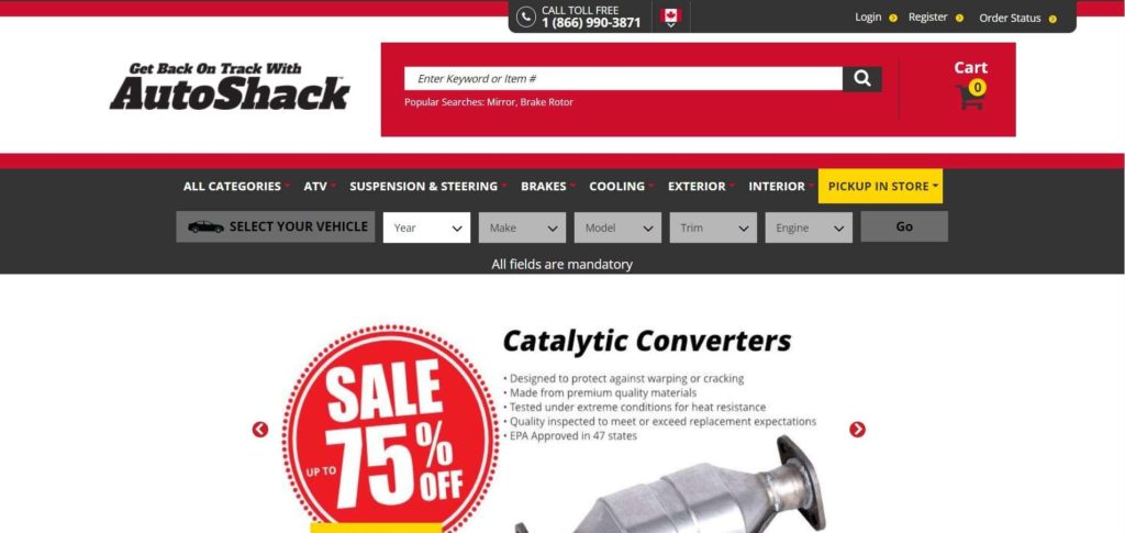AutoShack's homepage