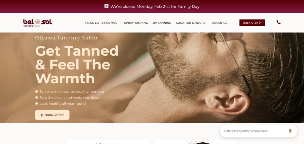 Bel-O-Sol Tanning Studio's homepage