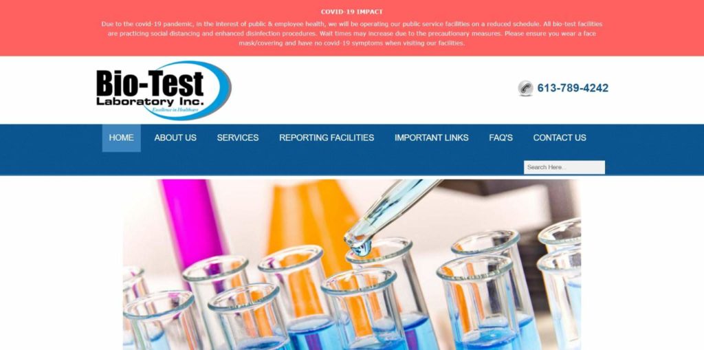 Bio-Test Laboratory's homepage