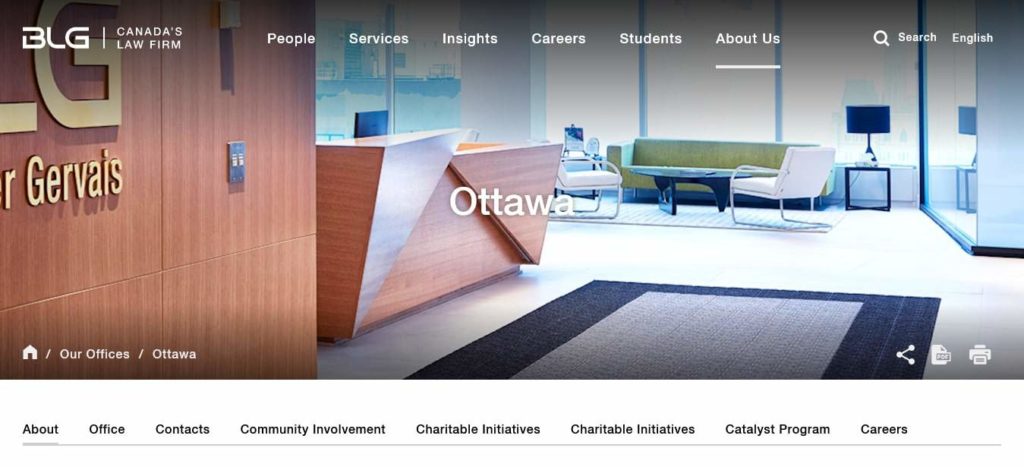 Borden Ladner Gervais LLP's homepage