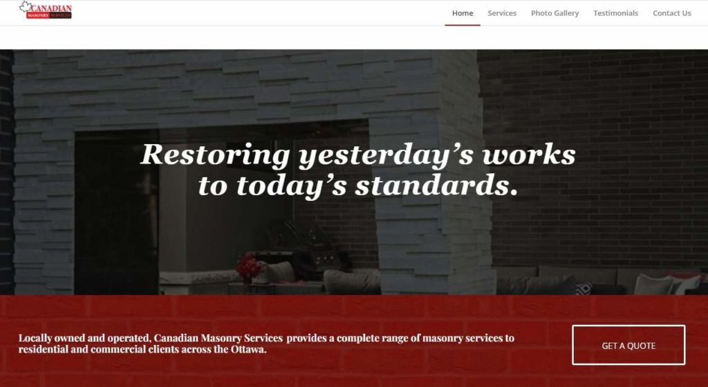 Canadian Masonry Services homepage