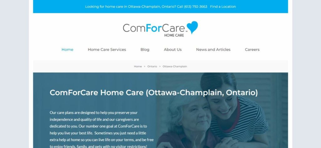 ComForCare Ottawa's homepage