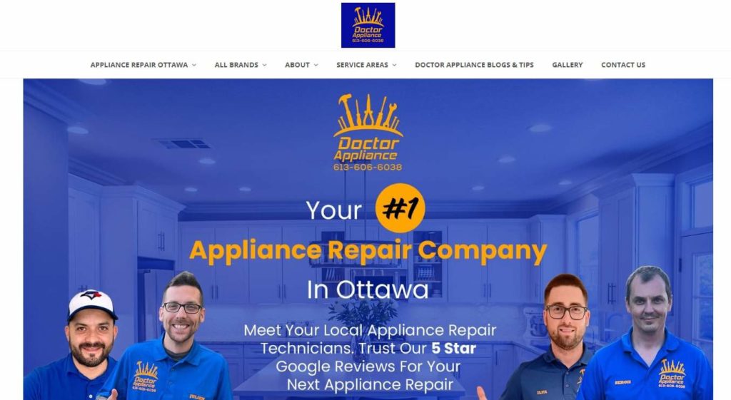 Doctor Appliance Repair's homepage