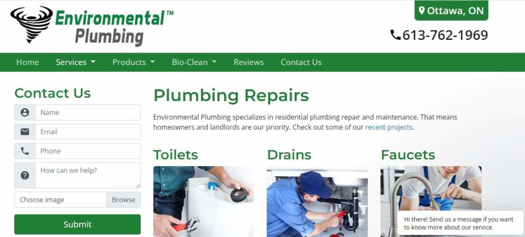 Environmental Plumbing's homepage