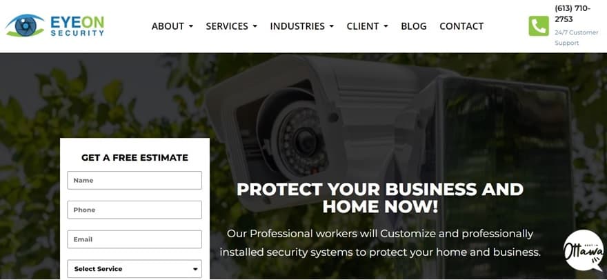 EyeOn Security's homepage