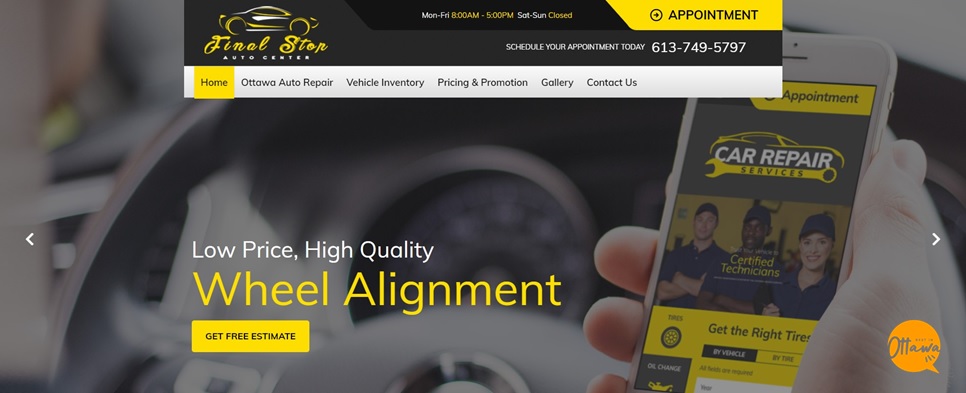 Final Stop Auto Center's homepage
