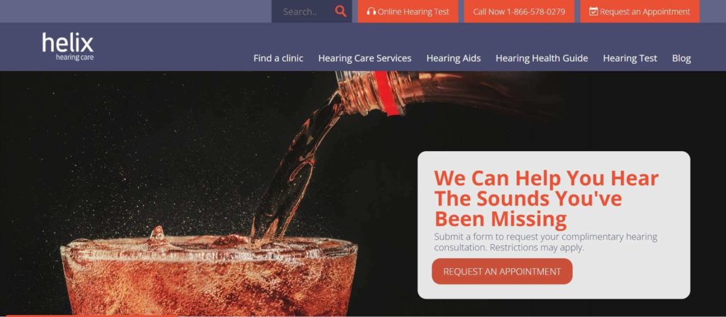Helix Hearing Care's homepage