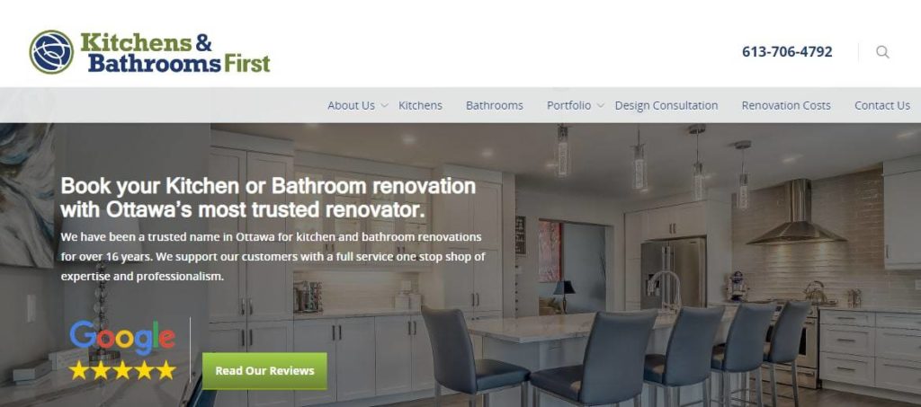 Kitchens & Bathrooms First's homepage