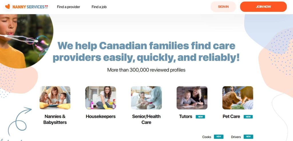 NannyServices homepage