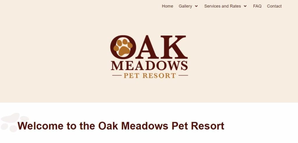 Oak Meadows Pet Resort's homepage