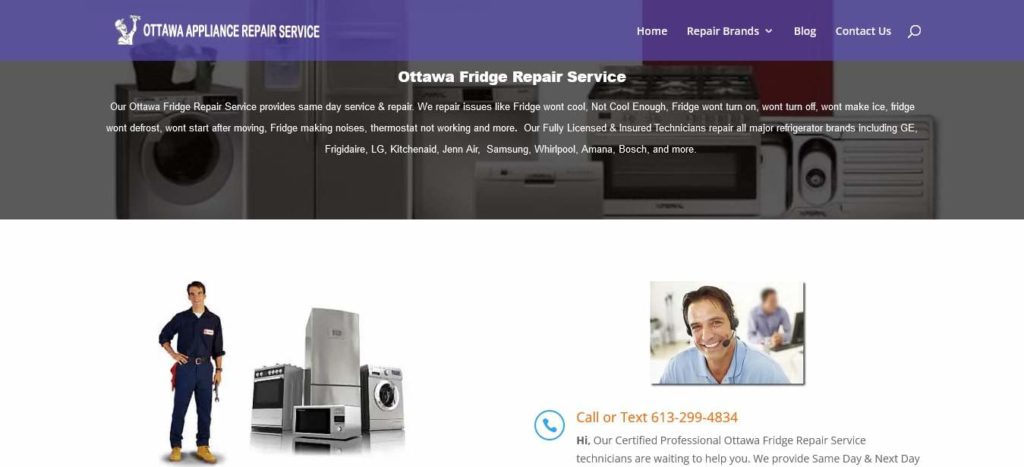 Ottawa Appliance Repair Service's homepage