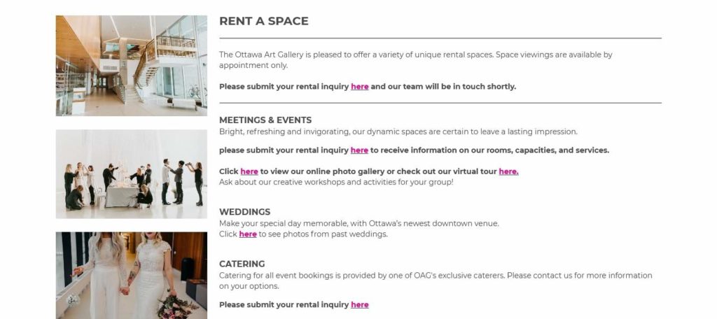 Ottawa Art Gallery's homepage