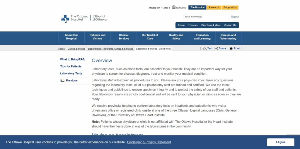 Ottawa Hospital's homepage