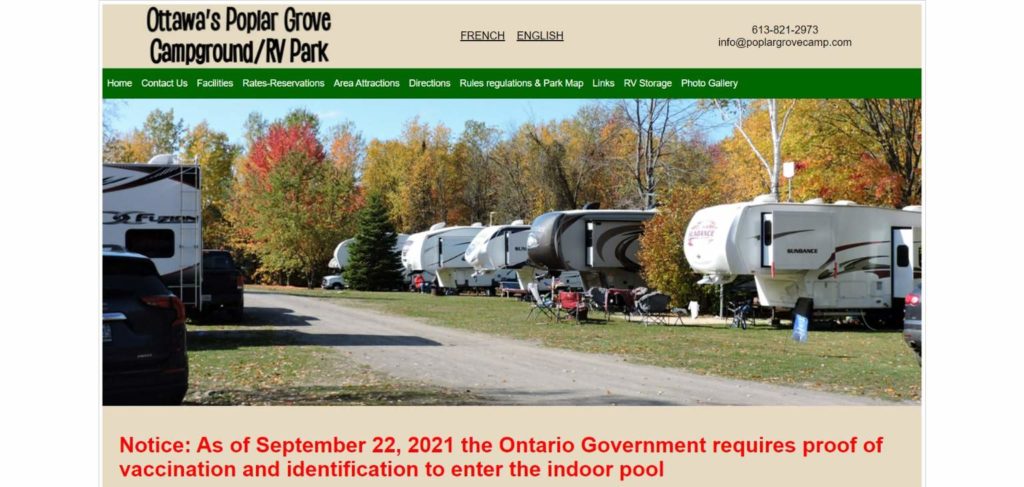 Ottawa's Poplar Grove Campground RV Park's homepage