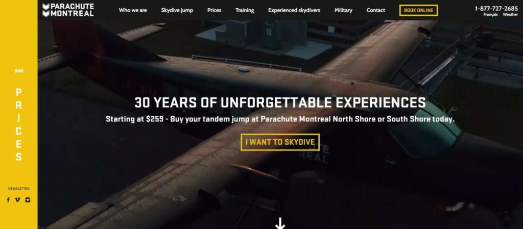 Parachute Montreal's homepage