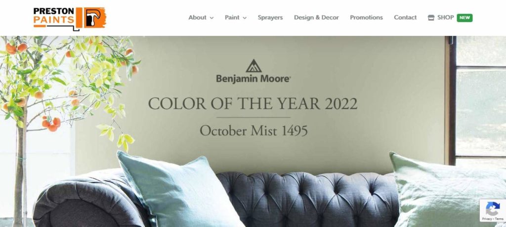 Preston Paints homepage