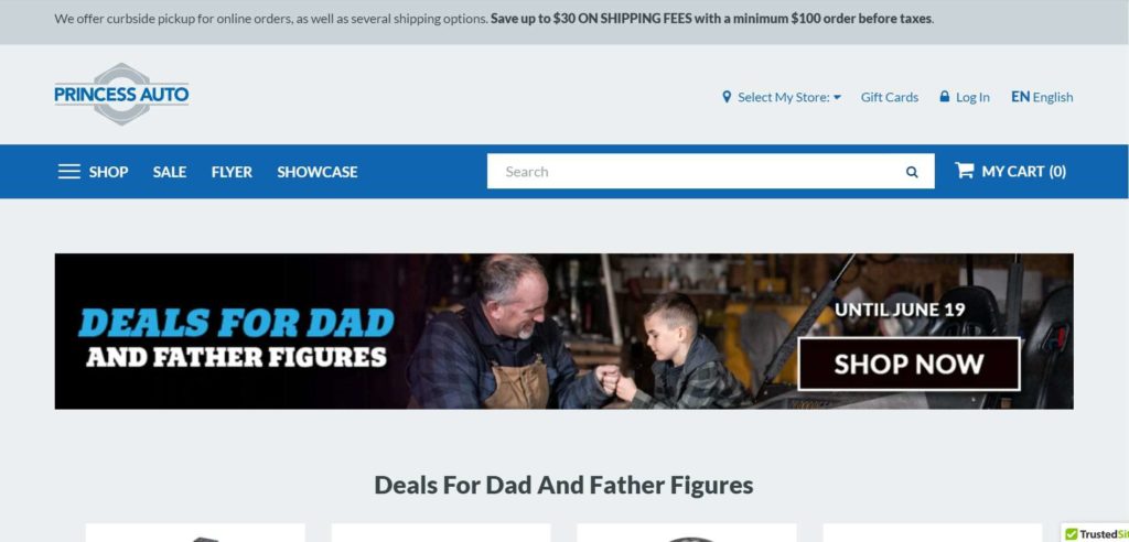 Princess Auto's homepage