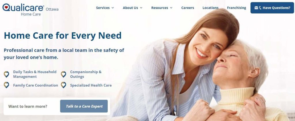 Qualicare Home Care Ottawa's homepage