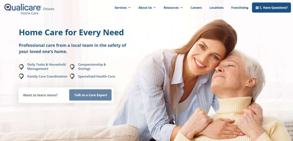 Qualicare Ottawa's homepage
