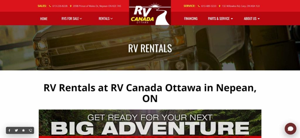 RV Canada Ottawa's homepage