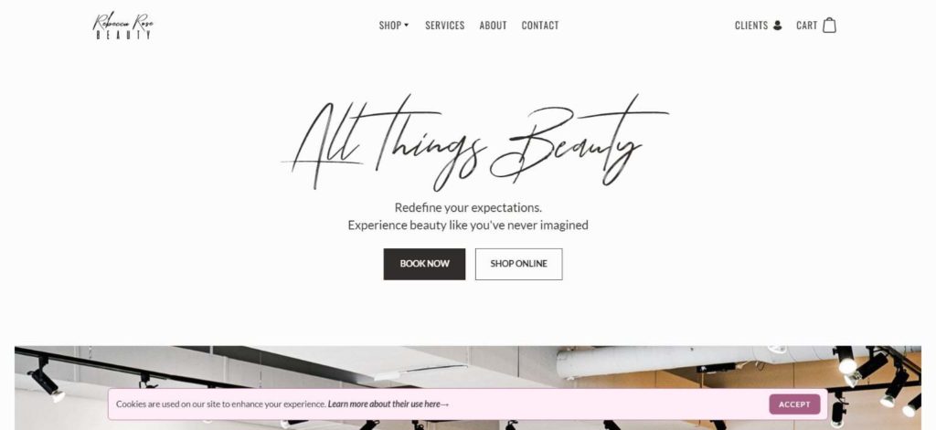 Rebeca Rose Beauty's homepage