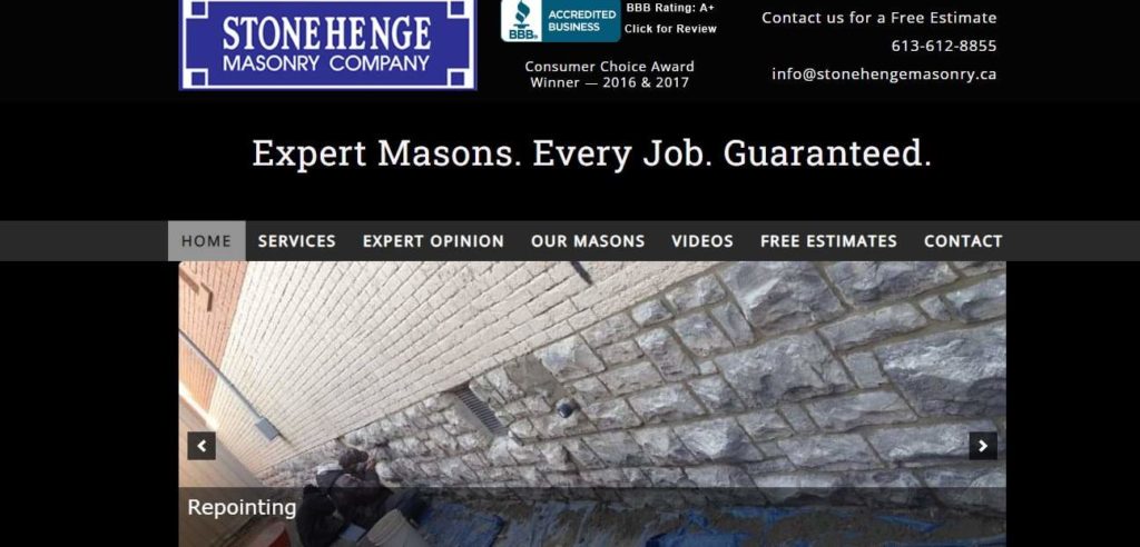 Stonehenge Masonry's homepage