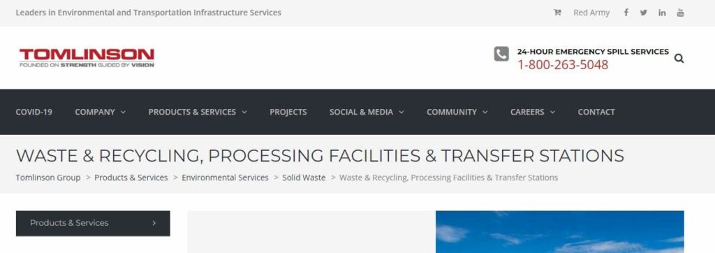 Tomlinson Waste Recovery Center's homepage
