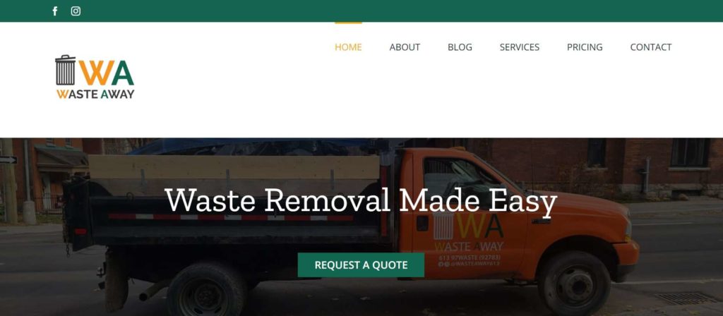 Waste Away's homepage