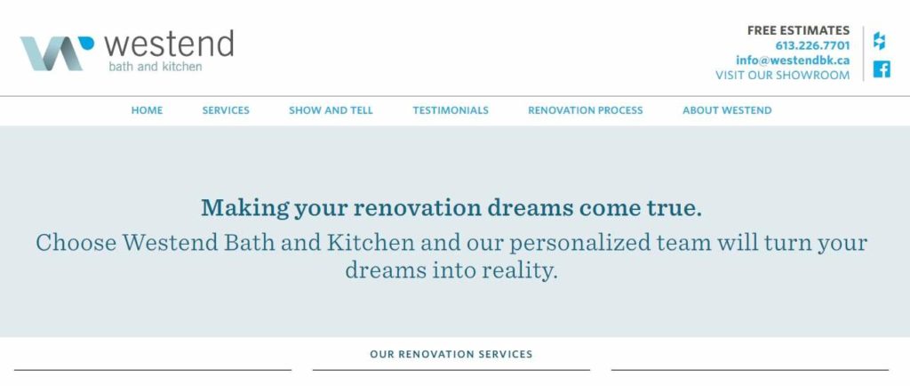 Westend Bath and Kitchen Centre's homepage
