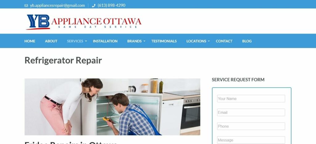 YB Appliance Ottawa's homepage