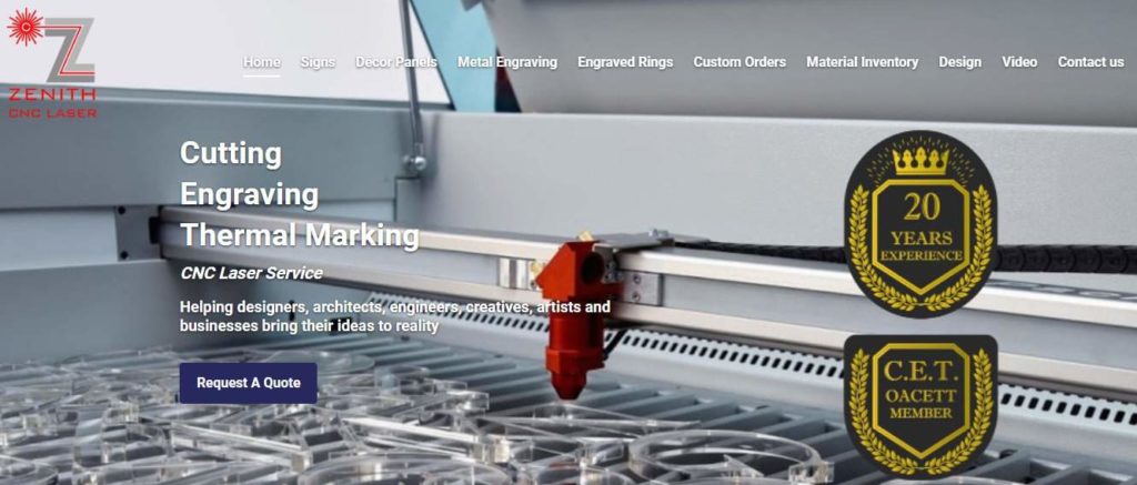 Zenith CNC Laser's homepage