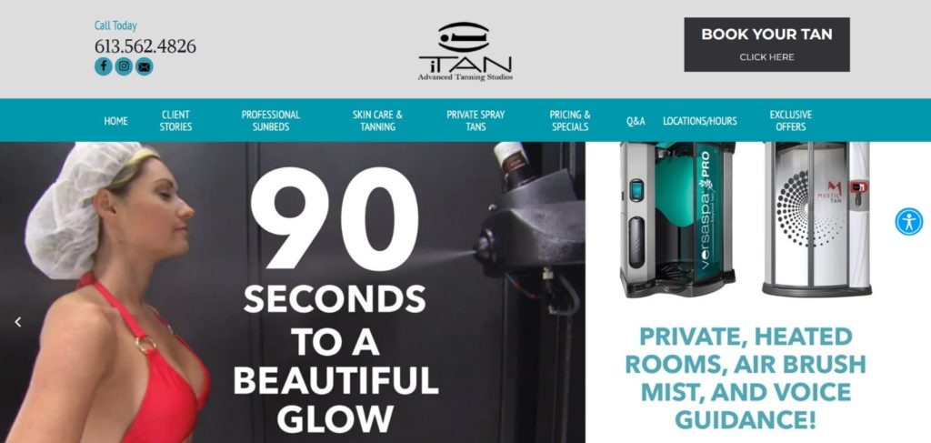 iTAN Advanced Tanning Studios homepage