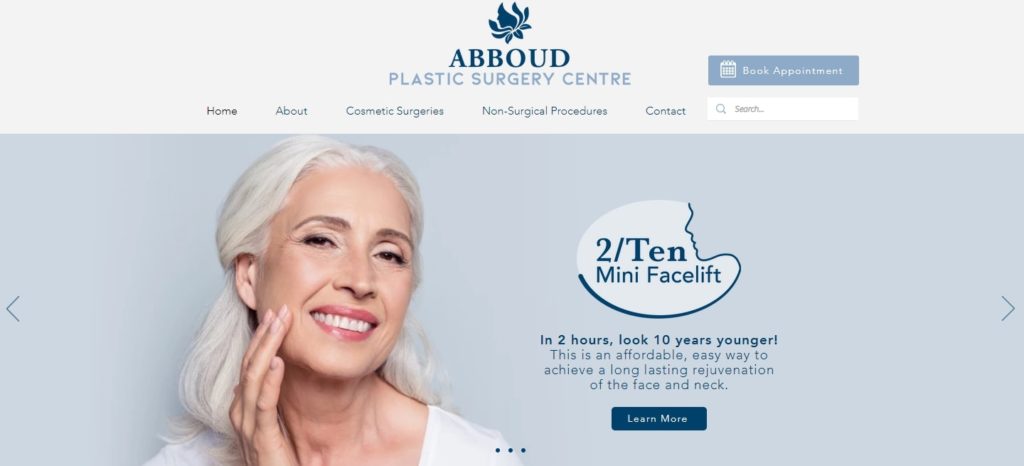 Abboud Plastic Surgery Centre's homepage