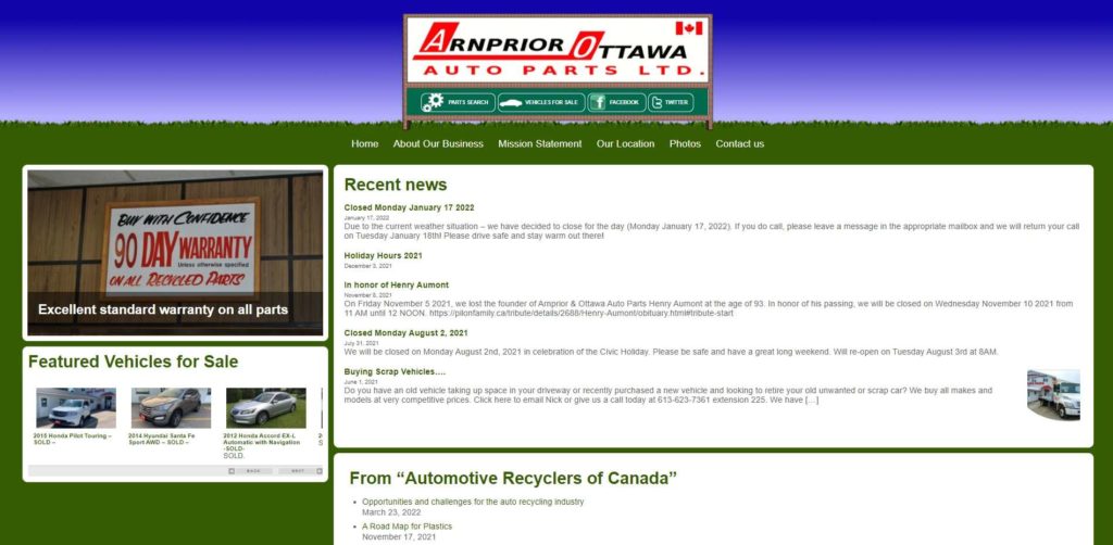 Arnprior & Ottawa Auto Parts Homepage