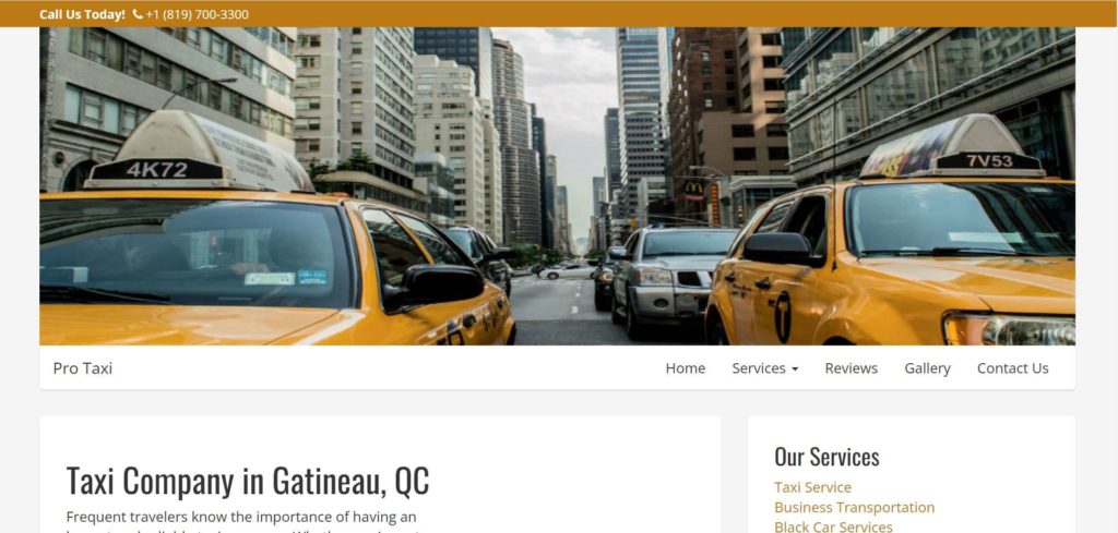 BONUS Pro Taxi's homepage