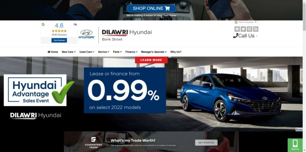 Bank Street Hyundai Homepage