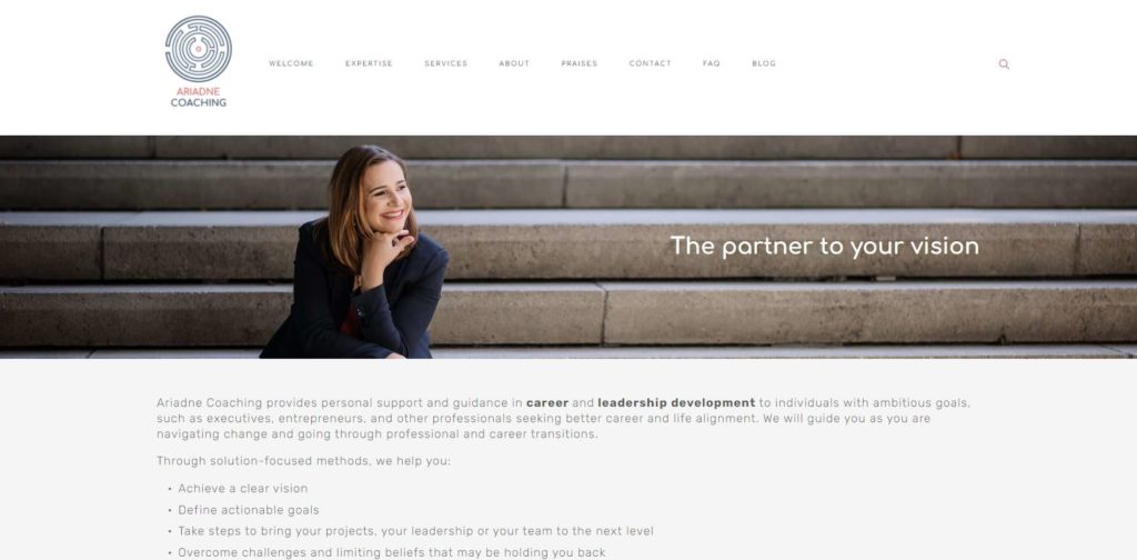Dr. Virginie Mesana of Ariadne Coaching Homepage