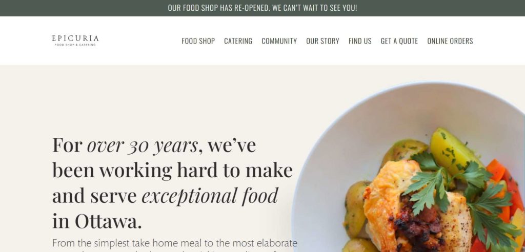 Epicuria Food Shop and Catering's homepage
