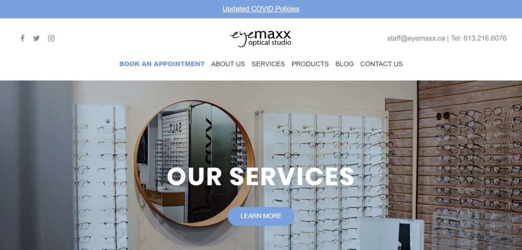 Eyemaxx Optical Studio's homepage