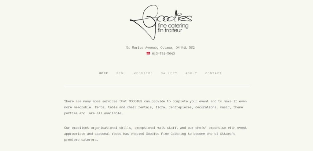 Goodies Fine Catering's homepage