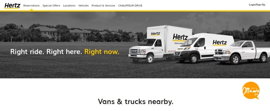 Hertz Car Rental Homepage