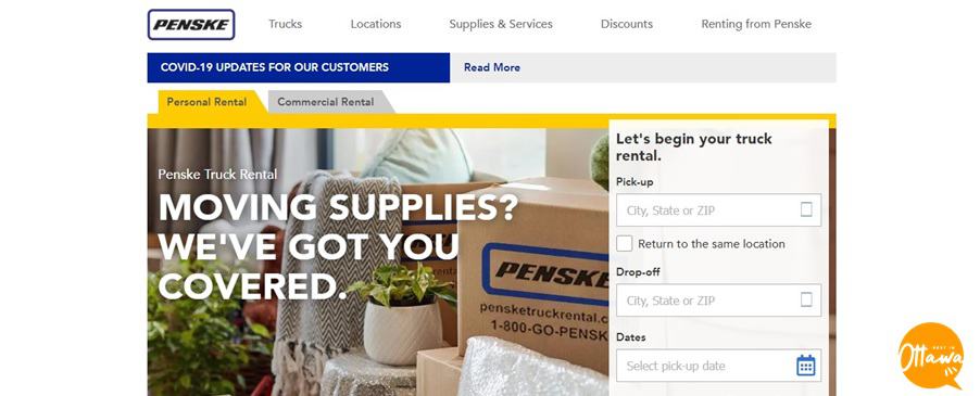 Penske Truck Rental Homepage