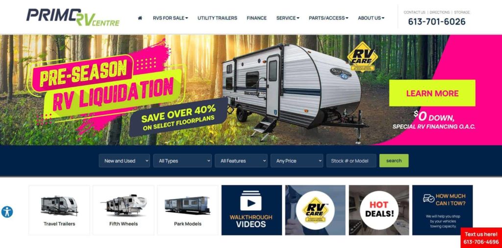 Primo RV Centre Homepage