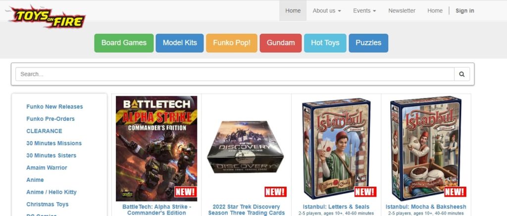 Toy on Fire Homepage
