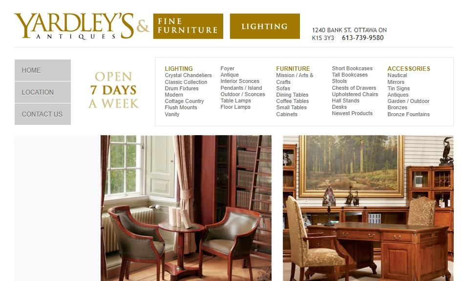 Yardley’s Antiques homepage